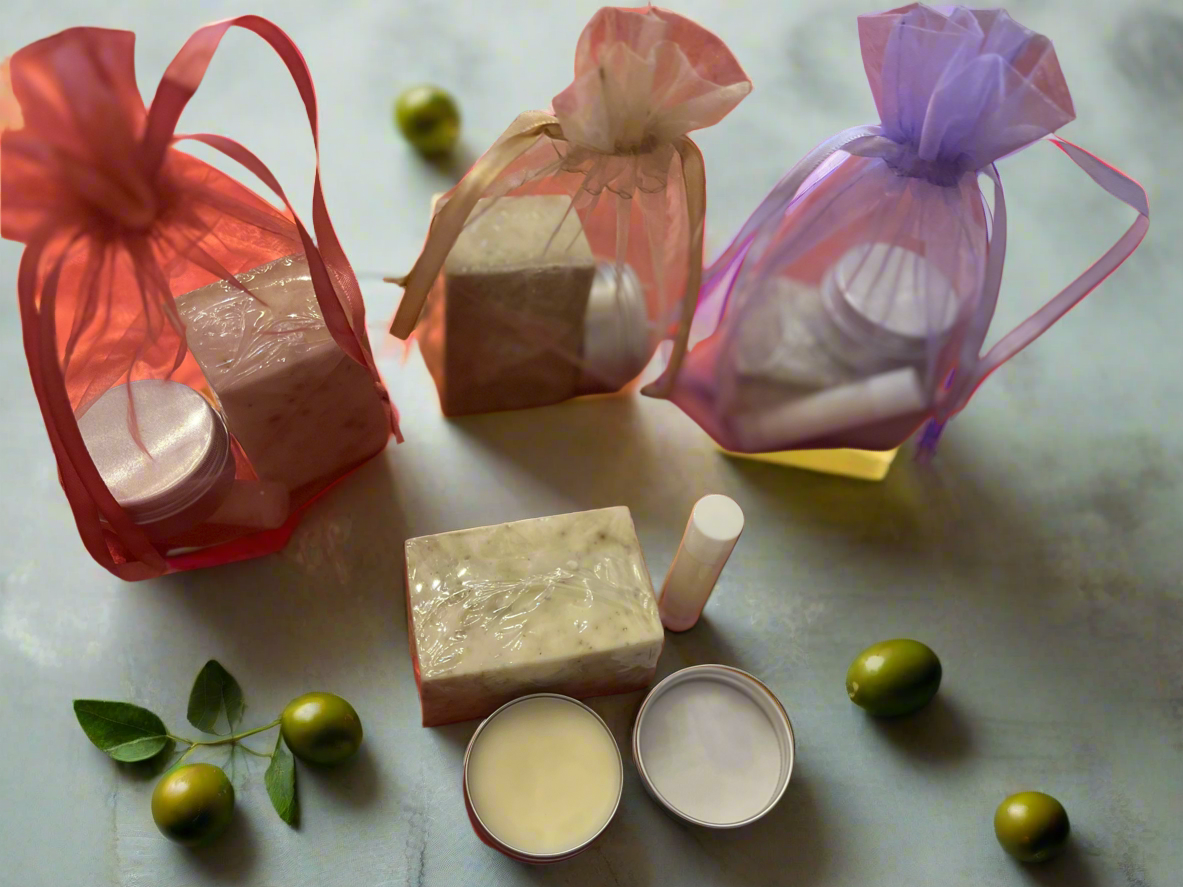 SALE!  Gift Set - Goatmilk Soap, Lip Balm and Hand Salve - Chamomile Lavender