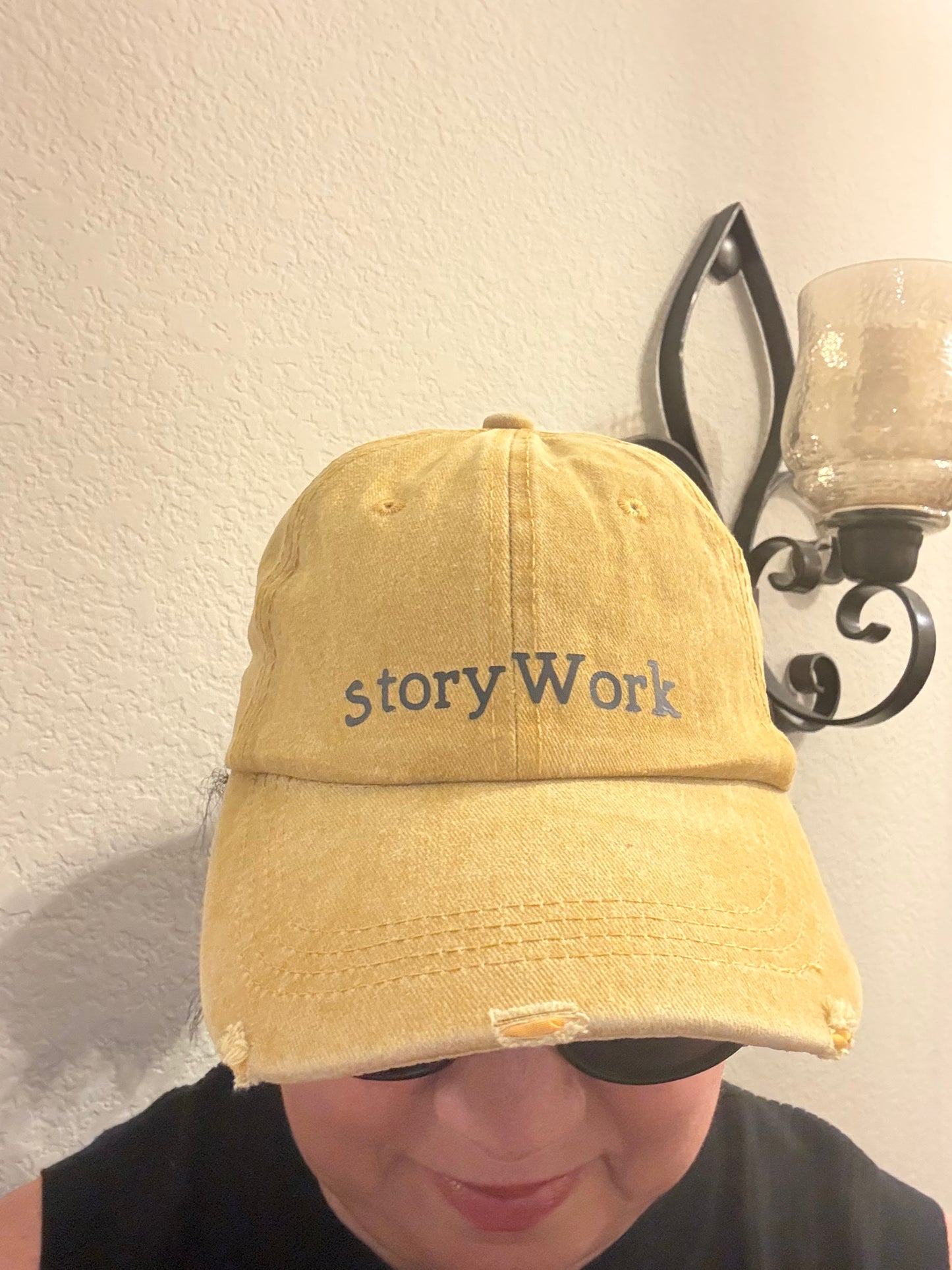 StoryWork Or Held by Jesus Mustard Hat