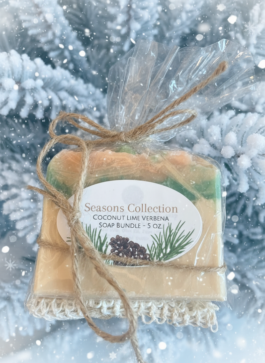 Verbena soap with winter background